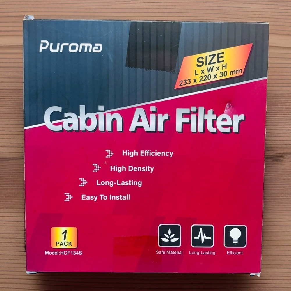 Puroma Cabin Air Filter-Size: 233 x 220 x 30 mm-Model HCF134S New in Box